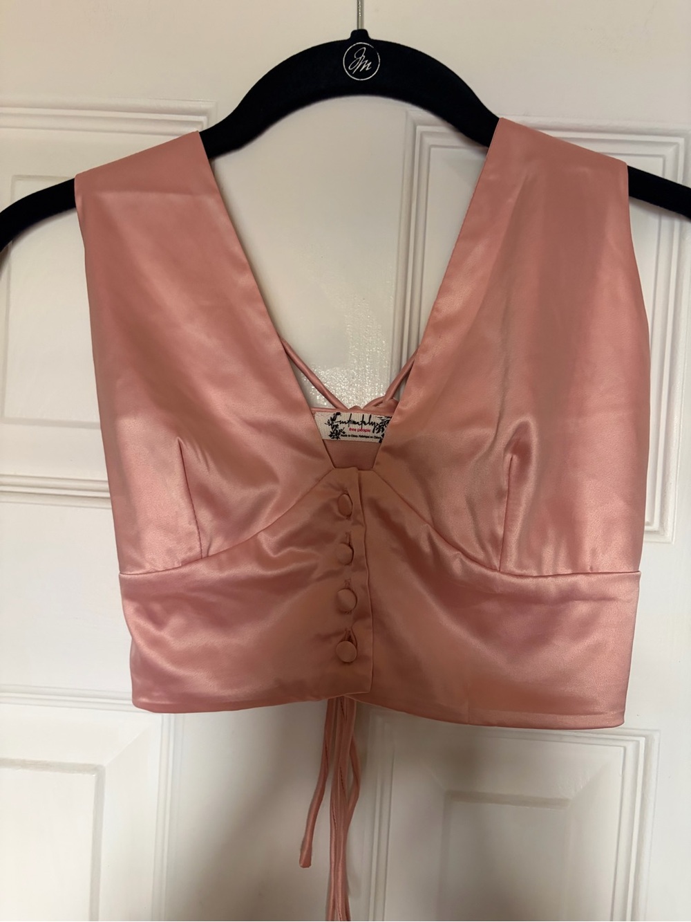 Free People Infinity Yours Pink Satin Crop Top Size Small